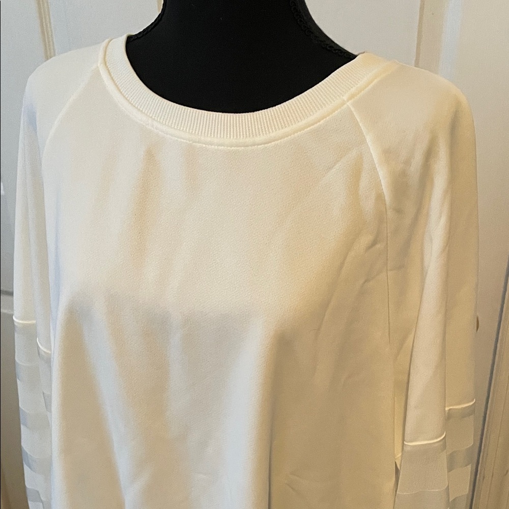 SHEIN White Sweatshirt with Sheer Sleeves 3XL - Picture 2 of 9
